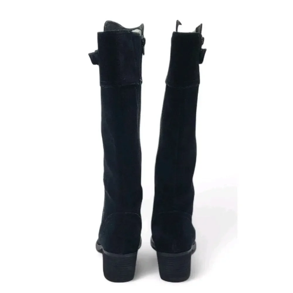 Born Fannar Suede Black Women's Size 9.5 M Tall Knee High Side Zip Riding Boots